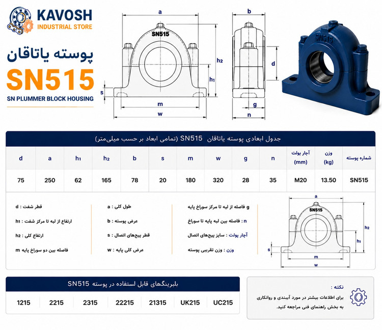 یاتاقان چدنی دو تکه SN515